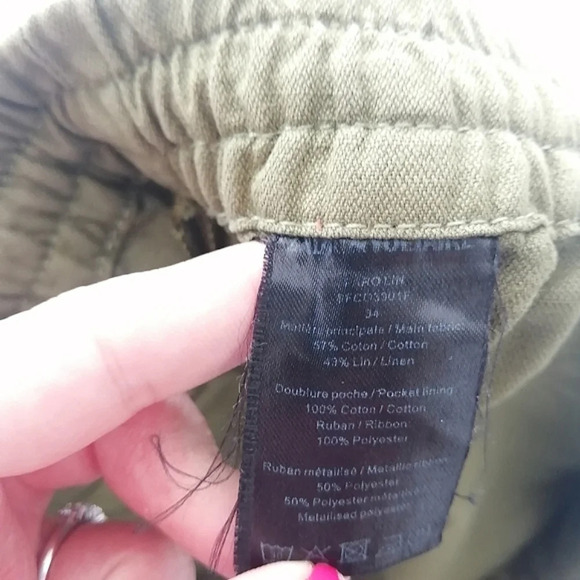 Zadig &  Voltaire Paro Linen Blend Shorts Green with Gold Side Stripe 34 or XS - Picture 13 of 16